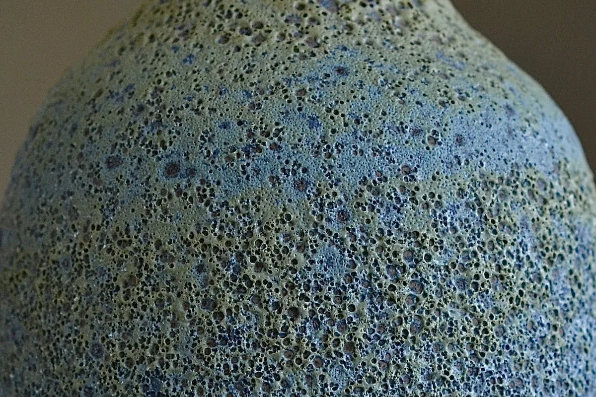 Heather Rosenman Medium Blue with Yellow Volcanic Vase