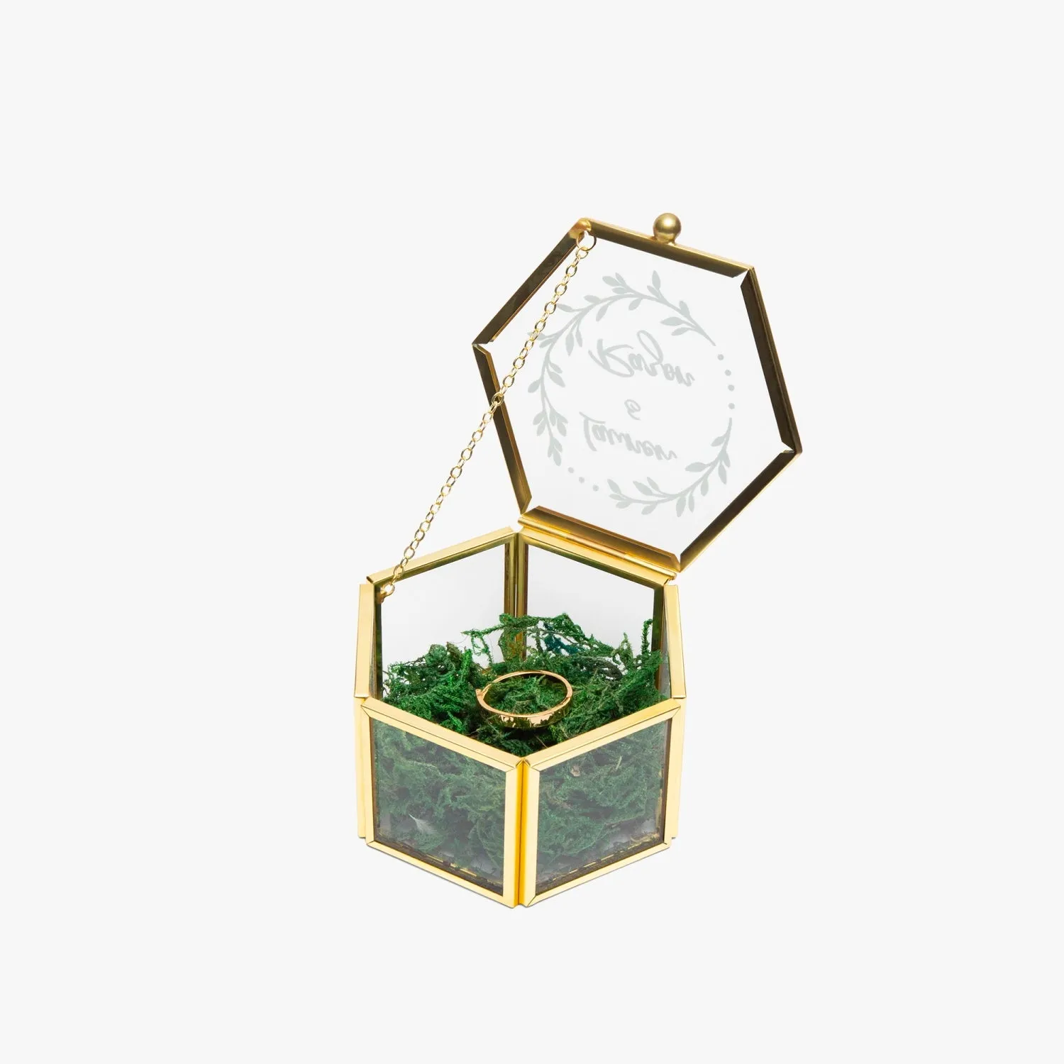 Hexagonal Glass Ring Box