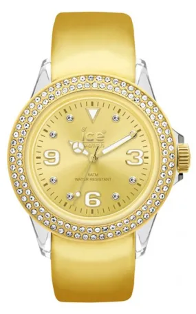 Ice-Watch Stone Tycoon Swarovski Crystals Clear Polyamide & Gold Plated Unisex Strap Watch ST.GG.U.L.10