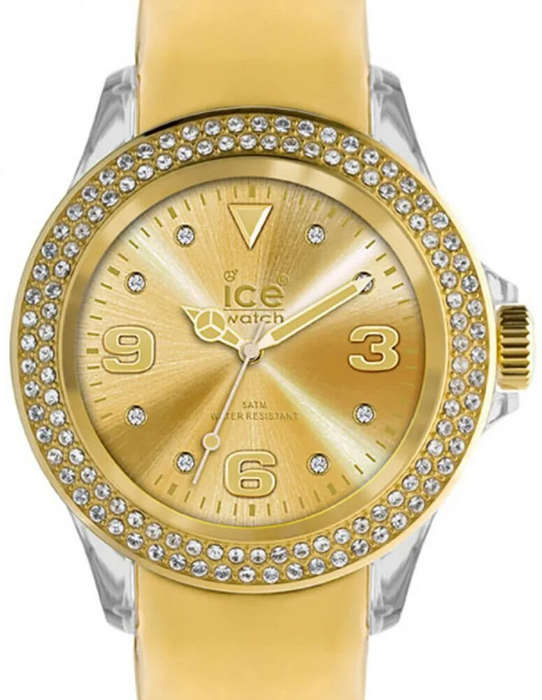 Ice-Watch Stone Tycoon Swarovski Crystals Clear Polyamide & Gold Plated Unisex Strap Watch ST.GG.U.L.10