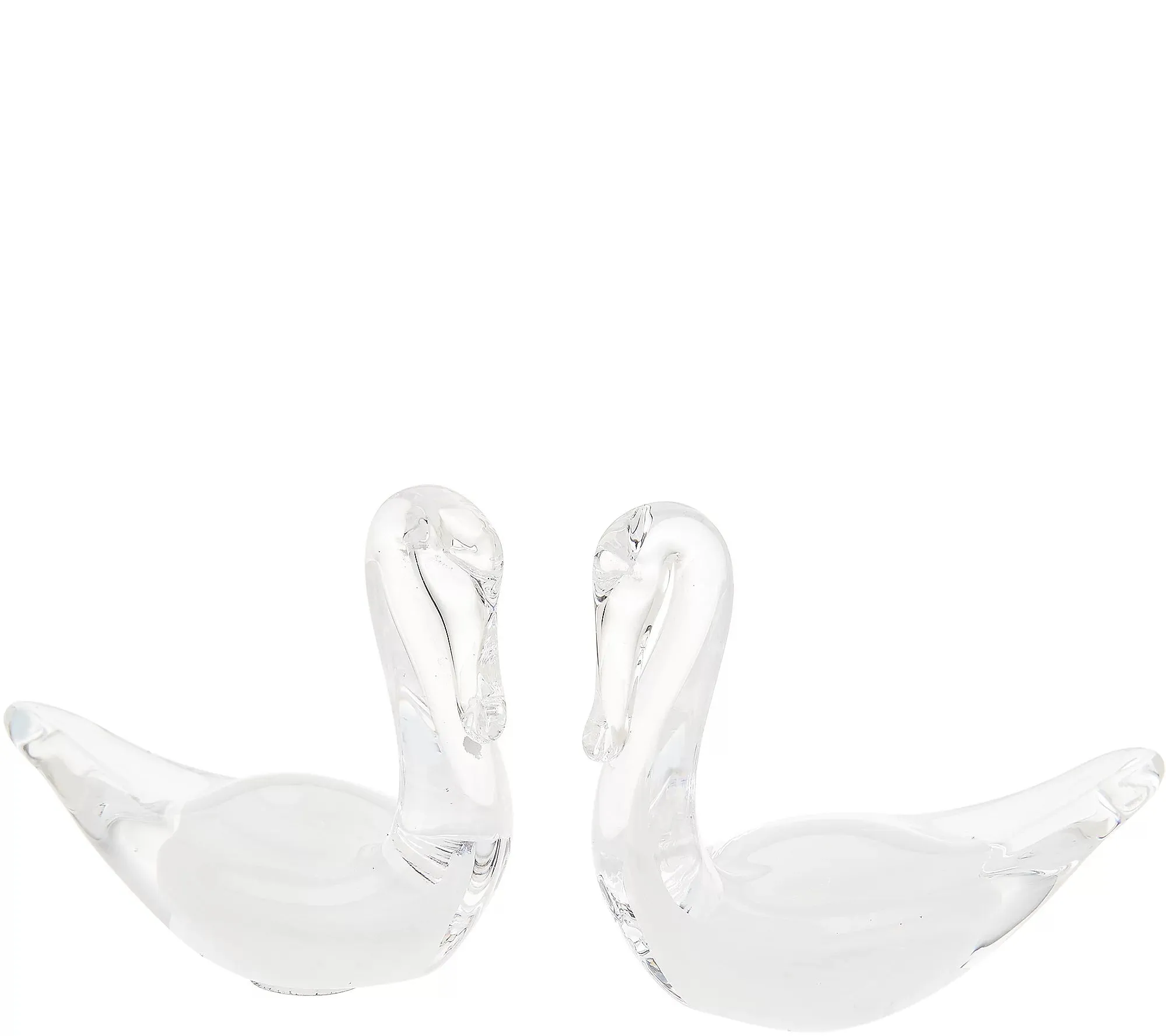 Irish Handmade Glass Company Set of 2 Swan Figurines White