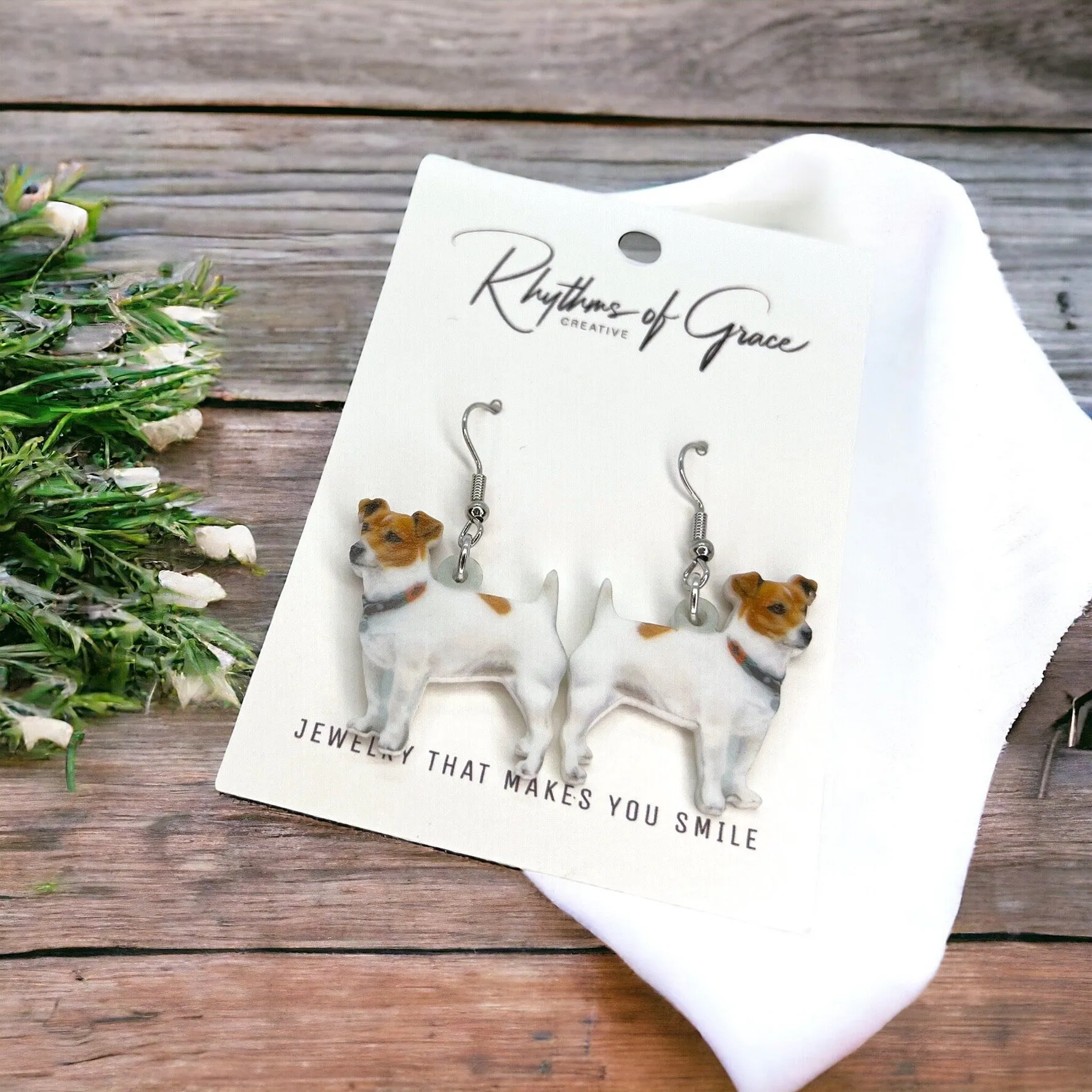 Jack Russell Terrier Earrings - Jack Russell Terrier, Dog Earrings, Dog Jewelry, Dog Mom, Jack Russell, Handmade Earrings, Terrier Dog