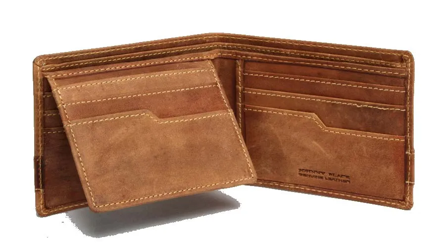 Johnny Black Rugged Leather 9CC Wallet | Brown