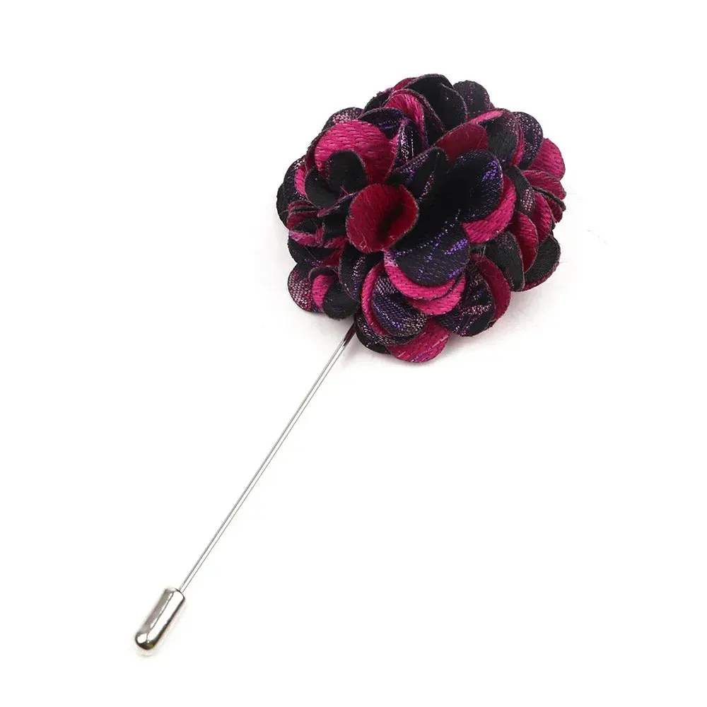 Lake Placid Lapel Flower, Fuchsia / Black / Purple