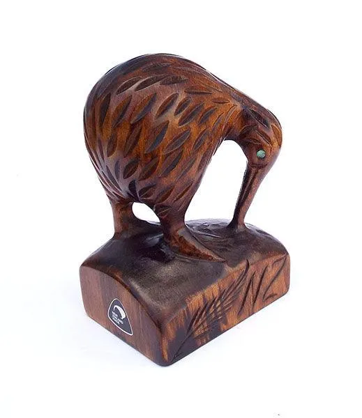 Large Carved Wooden Kiwi Bird