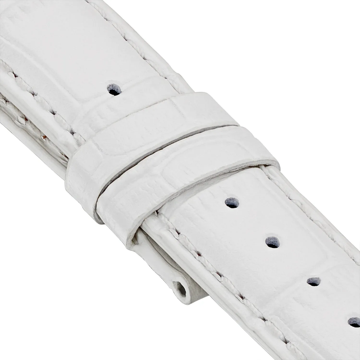 Leather Strap with Alligator Embossing - White