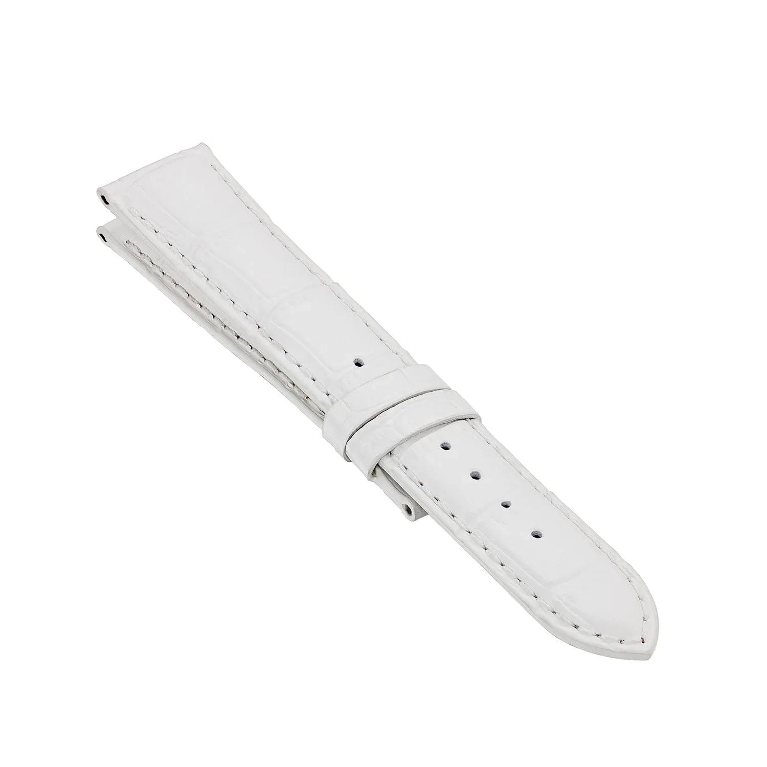 Leather Strap with Alligator Embossing - White