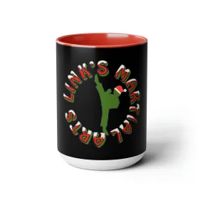 Link's Martial Arts Holiday Logo Two-Tone Coffee Mugs, 15oz