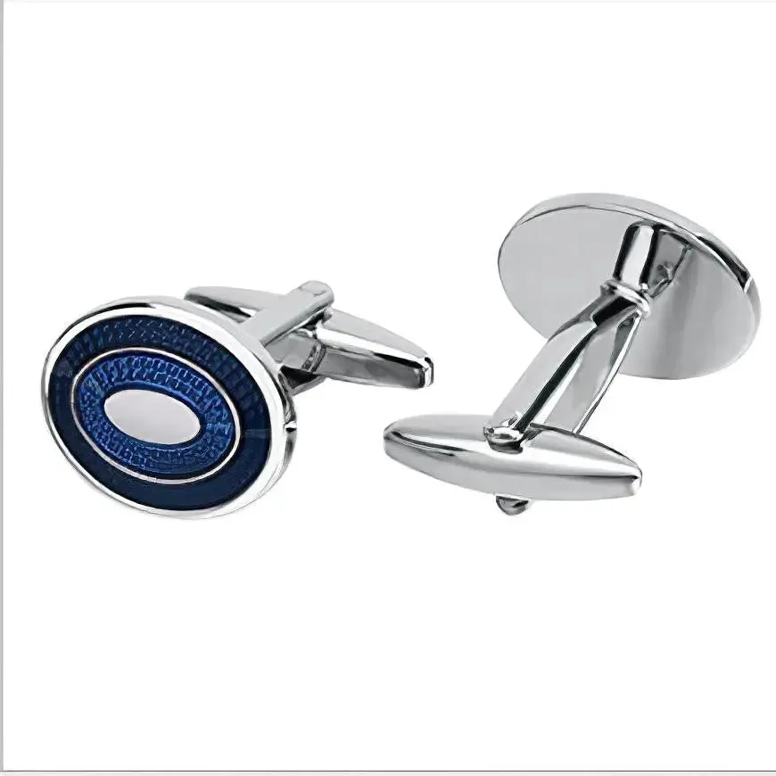 Luxury Men's Oval Blue Crystal Cufflinks