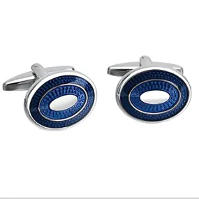 Luxury Men's Oval Blue Crystal Cufflinks