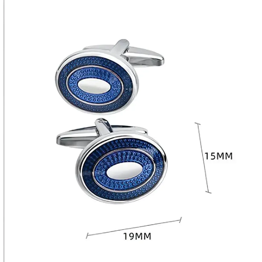 Luxury Men's Oval Blue Crystal Cufflinks