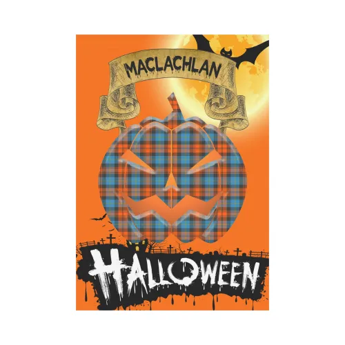 MacLachlan Ancient Tartan Jack O' Lantern Garden Flag / Halloween Home Decor NN6