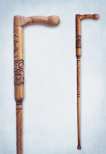 Maori Carved Walking Stick with Handle