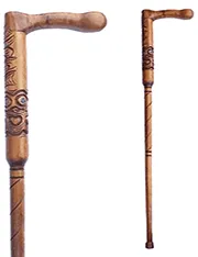 Maori Carved Walking Stick with Handle