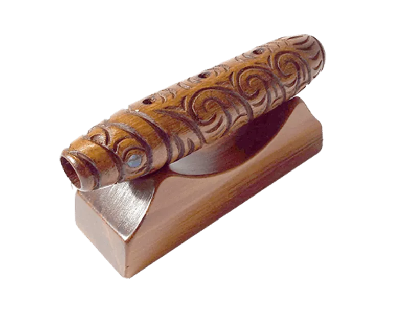 Maori Koauau Flute on Stand