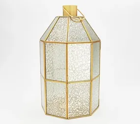 Martha Stewart 16" Metal and Mercury Glass Lantern, Gold