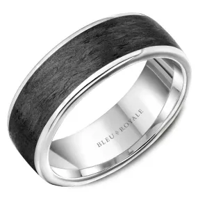 Men's 14K White Gold & Forged Carbon Fiber Wedding Band