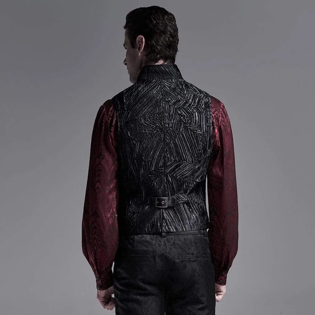 Men's Gothic  Jacquard Front Zip Vests