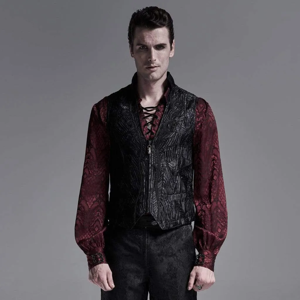 Men's Gothic  Jacquard Front Zip Vests