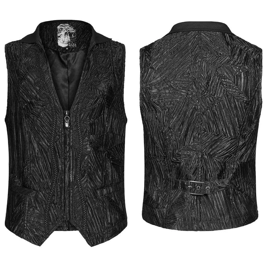 Men's Gothic  Jacquard Front Zip Vests