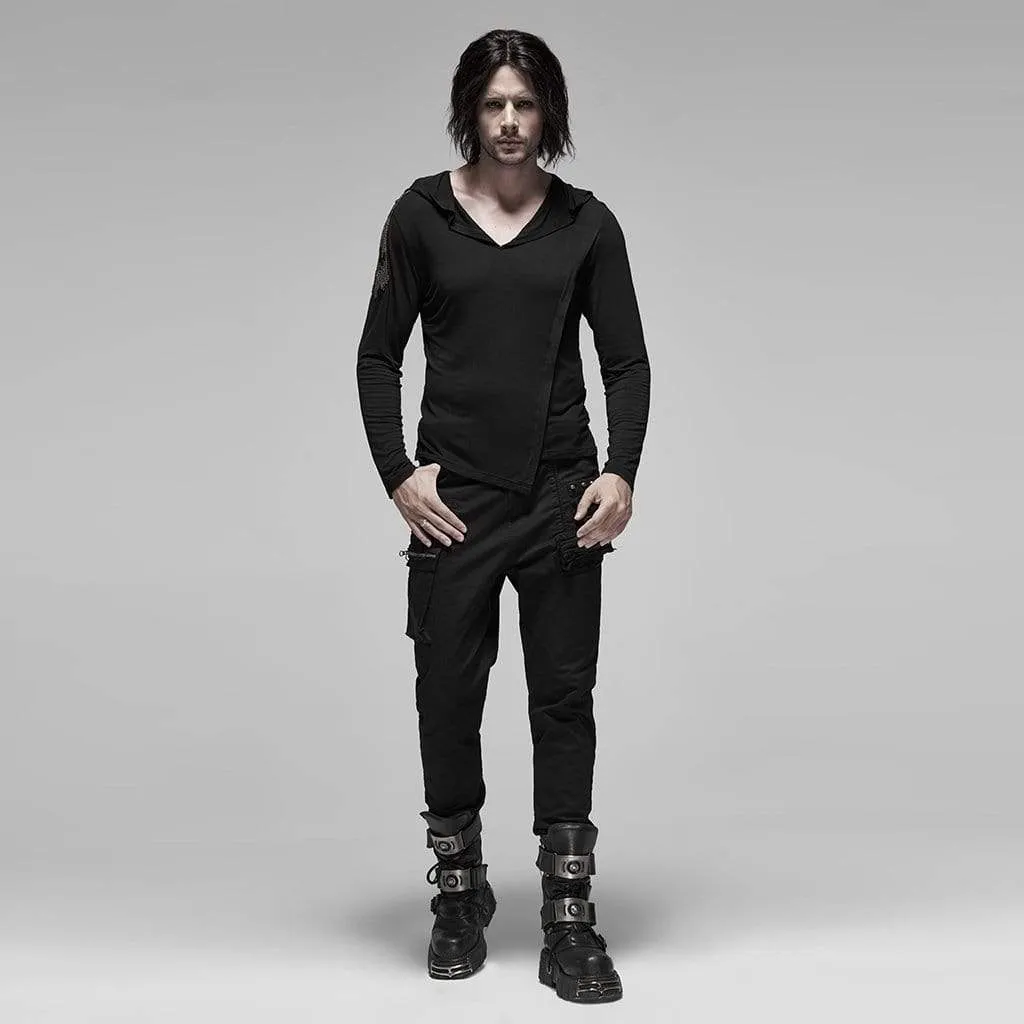 Men's Gothic Long Sleeved Irregular Hem Hoodies