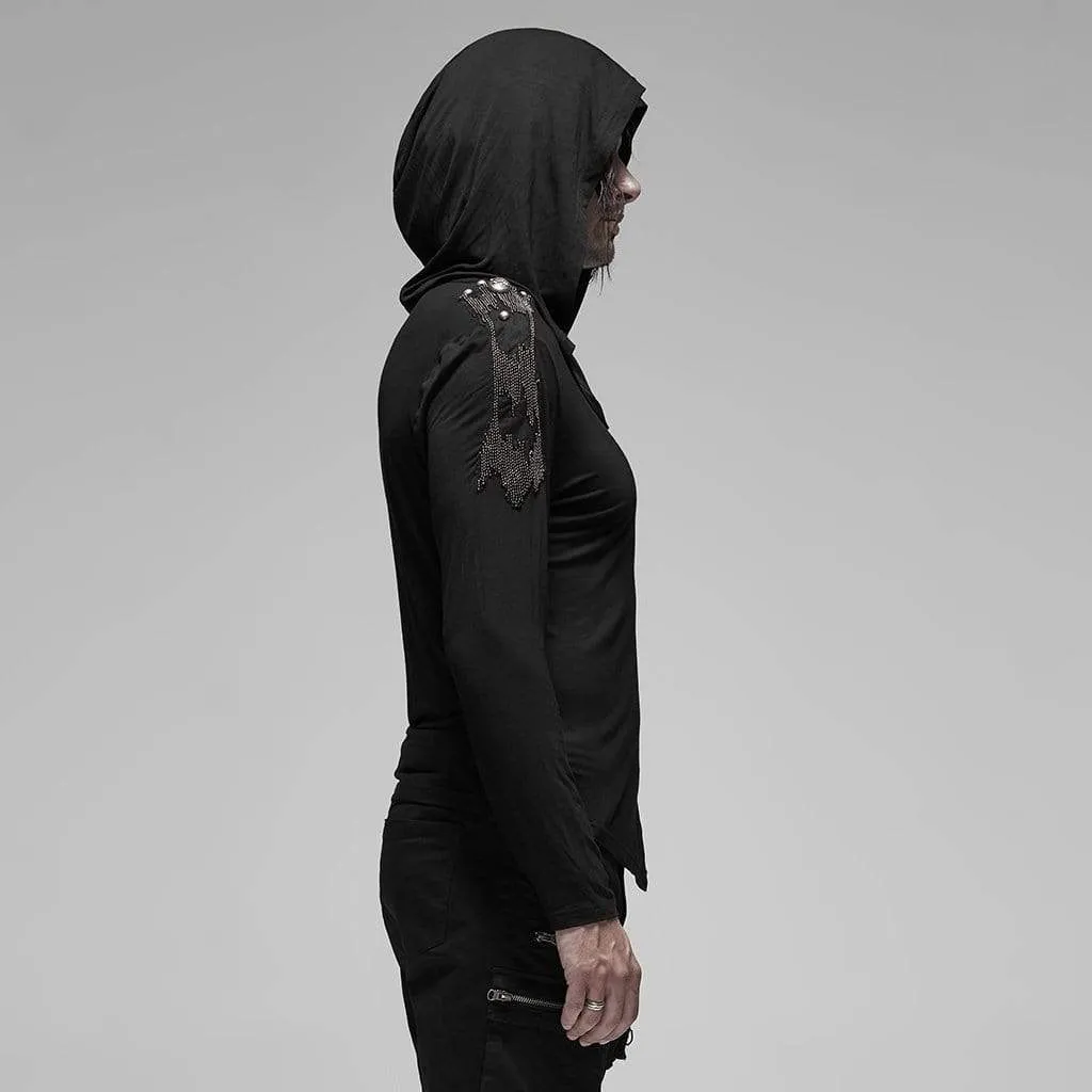 Men's Gothic Long Sleeved Irregular Hem Hoodies