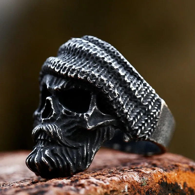 Men's Punk Bearded Skull Ring