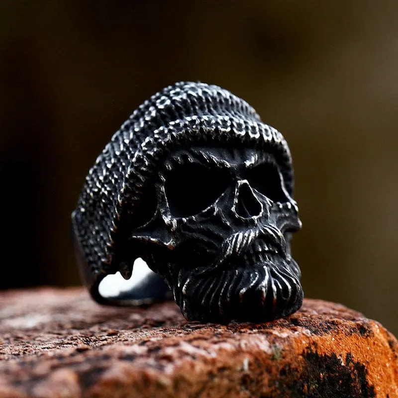 Men's Punk Bearded Skull Ring