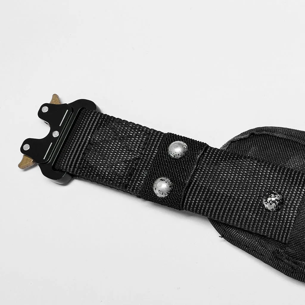 Men's Punk Buckles Belts with Detachable Bag