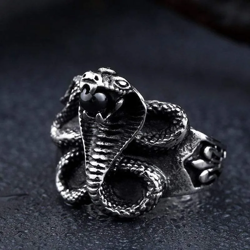 Men's Punk Cobra Bead Rings