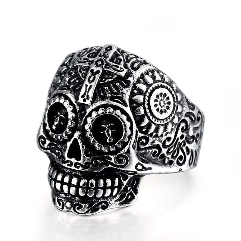 Men's Punk Cross Skull Eye Rings