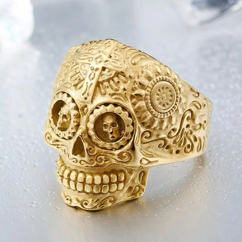 Men's Punk Cross Skull Eye Rings