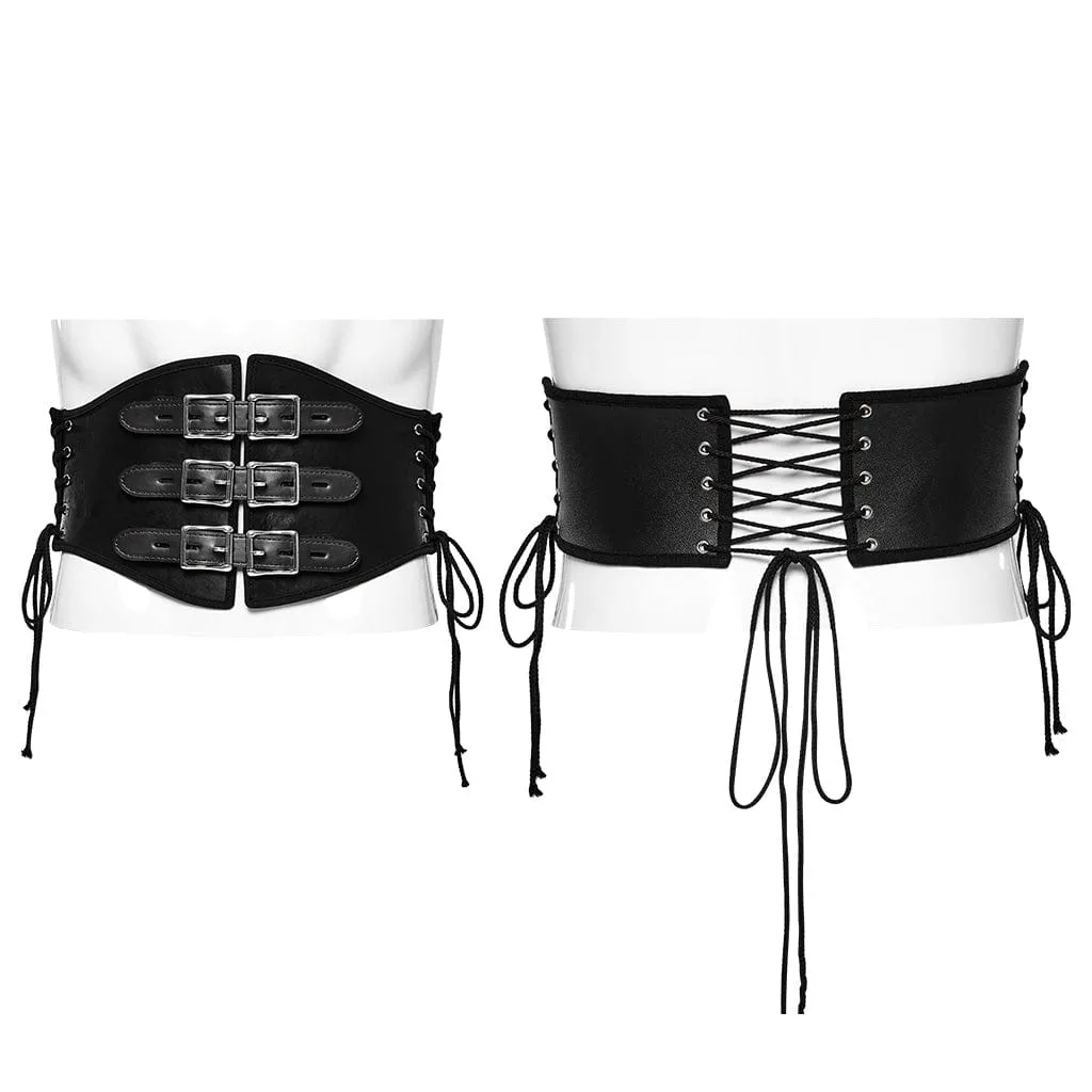 Men's Punk Double-buckle Lace-up Girdle