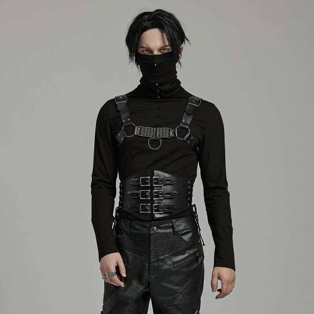 Men's Punk Double-buckle Lace-up Girdle