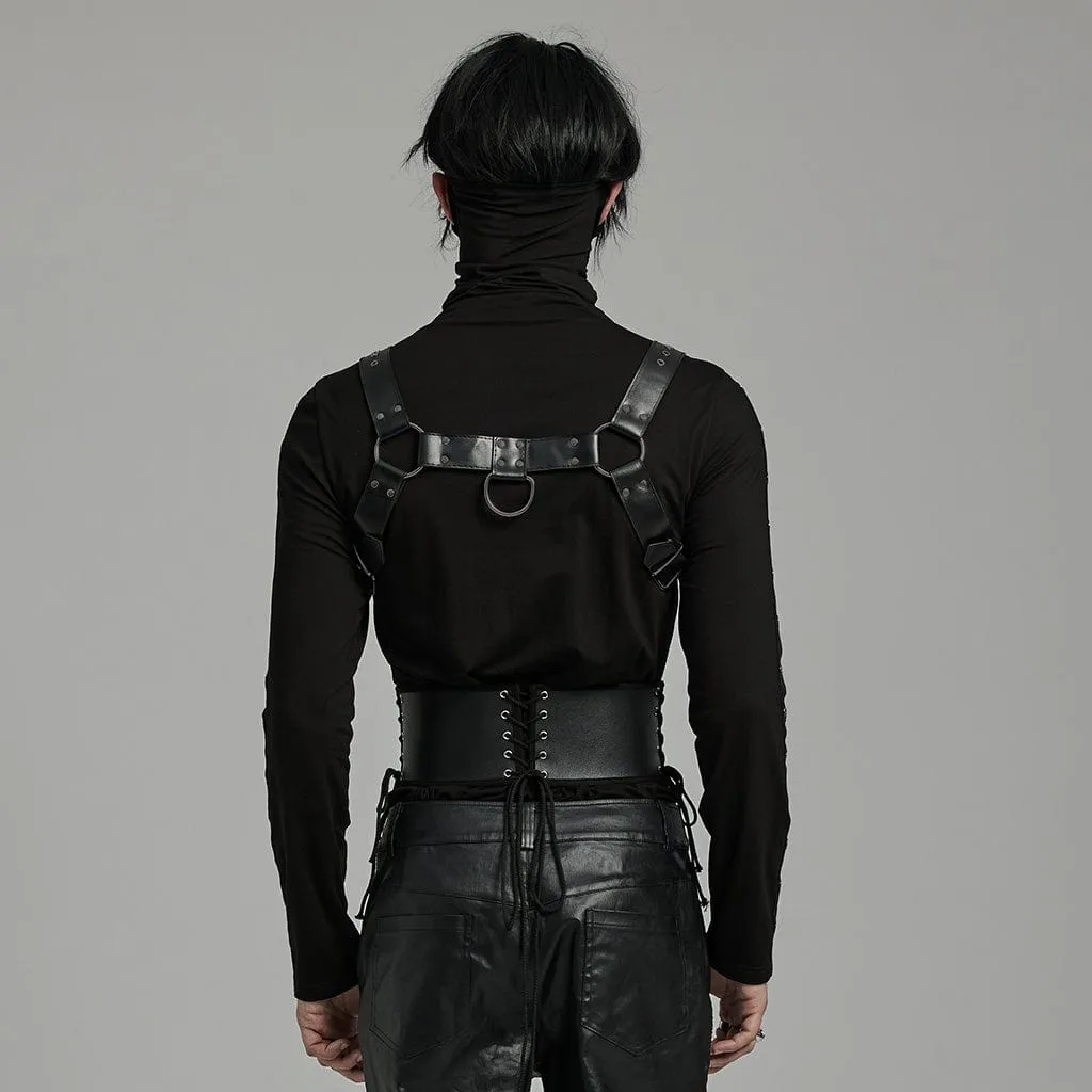 Men's Punk Double-buckle Lace-up Girdle