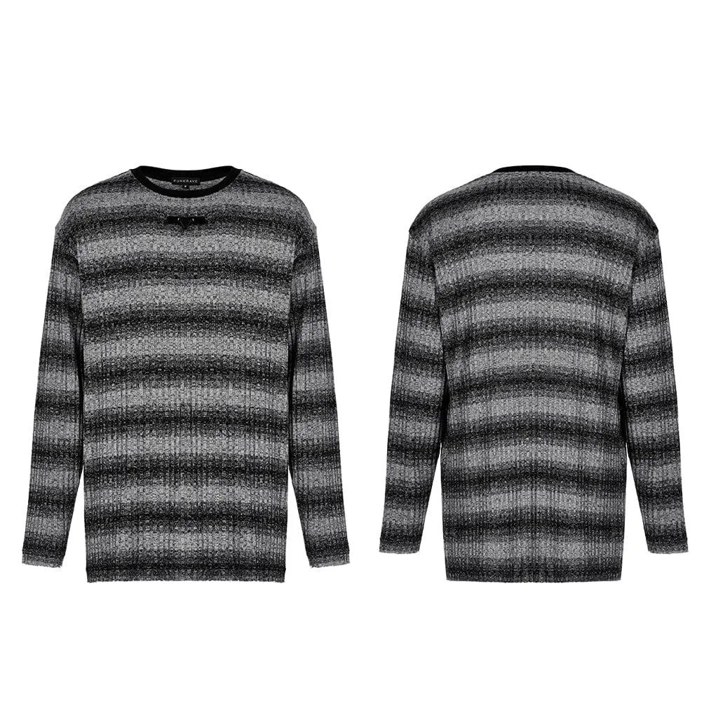 Men's Punk Double Color Striped Sweater