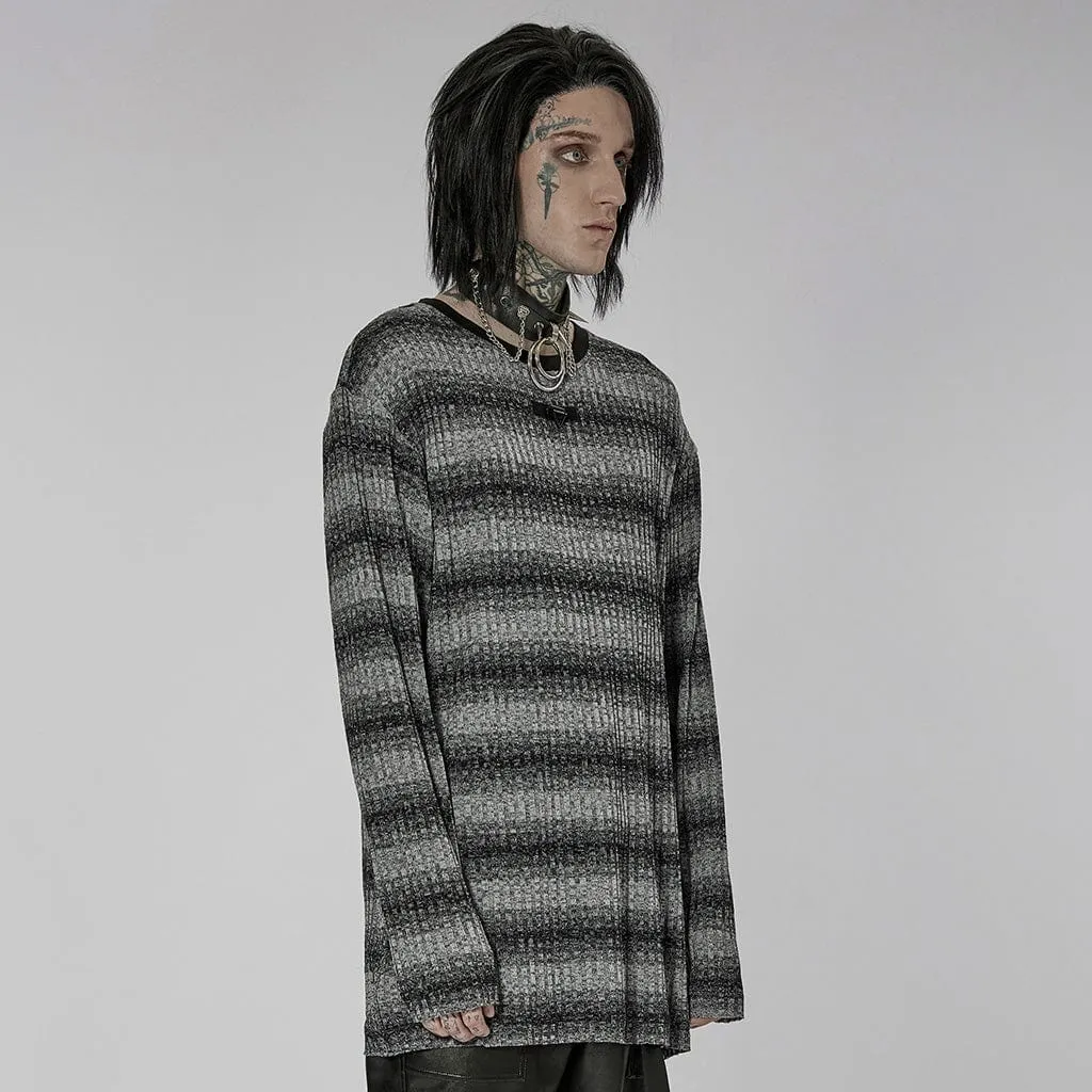 Men's Punk Double Color Striped Sweater