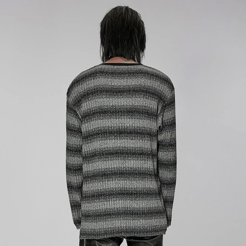 Men's Punk Double Color Striped Sweater