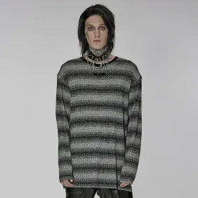 Men's Punk Double Color Striped Sweater