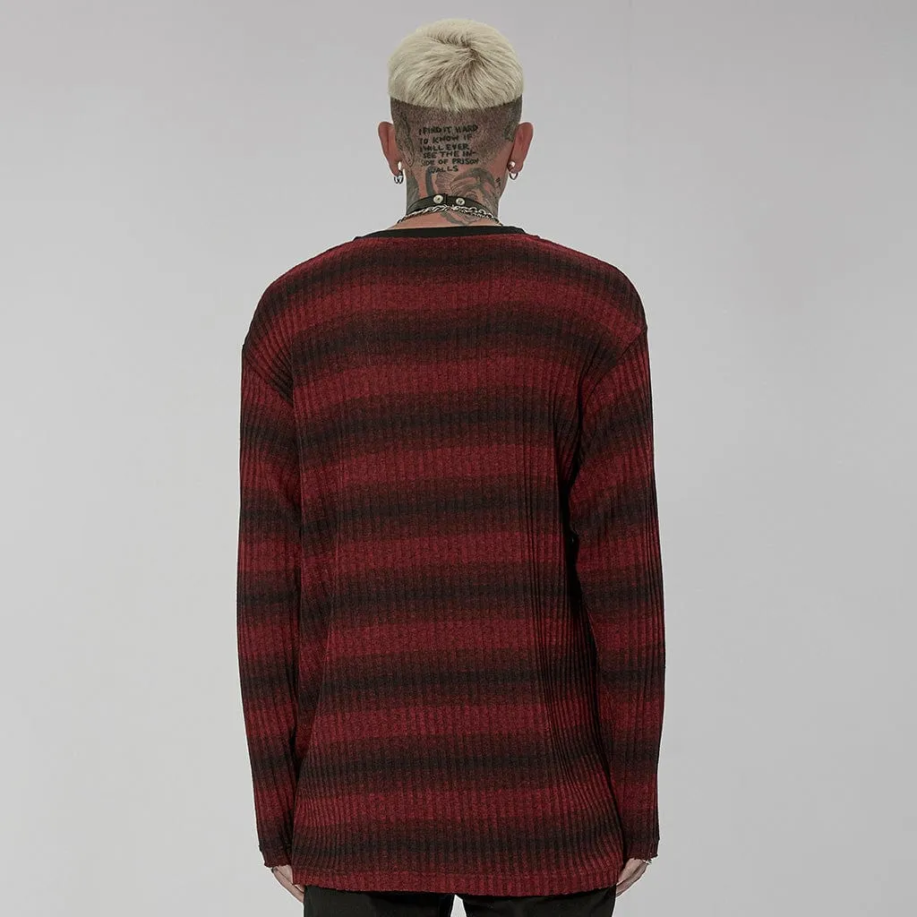 Men's Punk Double Color Striped Sweater