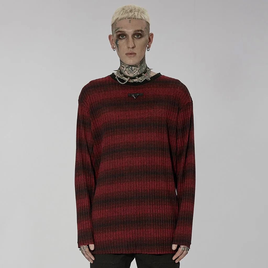 Men's Punk Double Color Striped Sweater