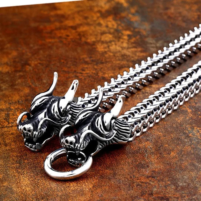 Men's Punk Double Dragon Chain Bracelet