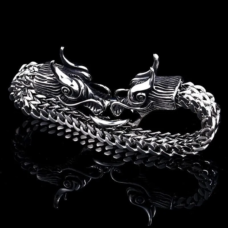 Men's Punk Double Dragon Chain Bracelet