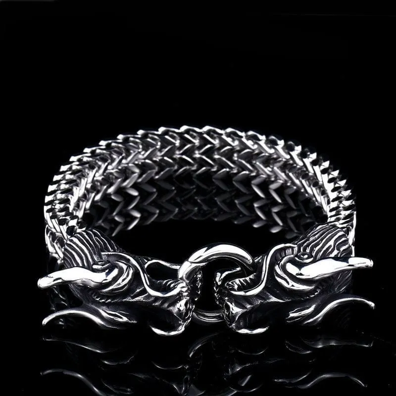 Men's Punk Double Dragon Chain Bracelet