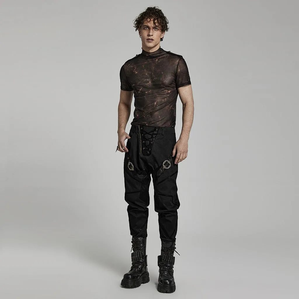 Men's Punk Flaming Mesh Shirt