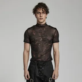 Men's Punk Flaming Mesh Shirt