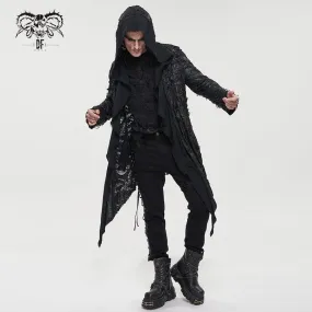 Men's Punk Irregular Ripped Coat with Hood