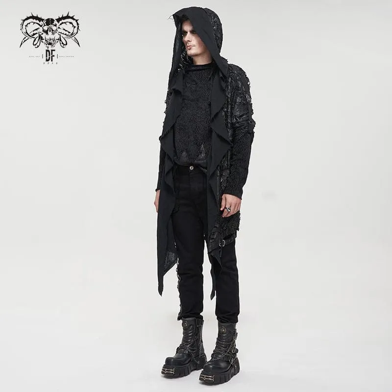 Men's Punk Irregular Ripped Coat with Hood