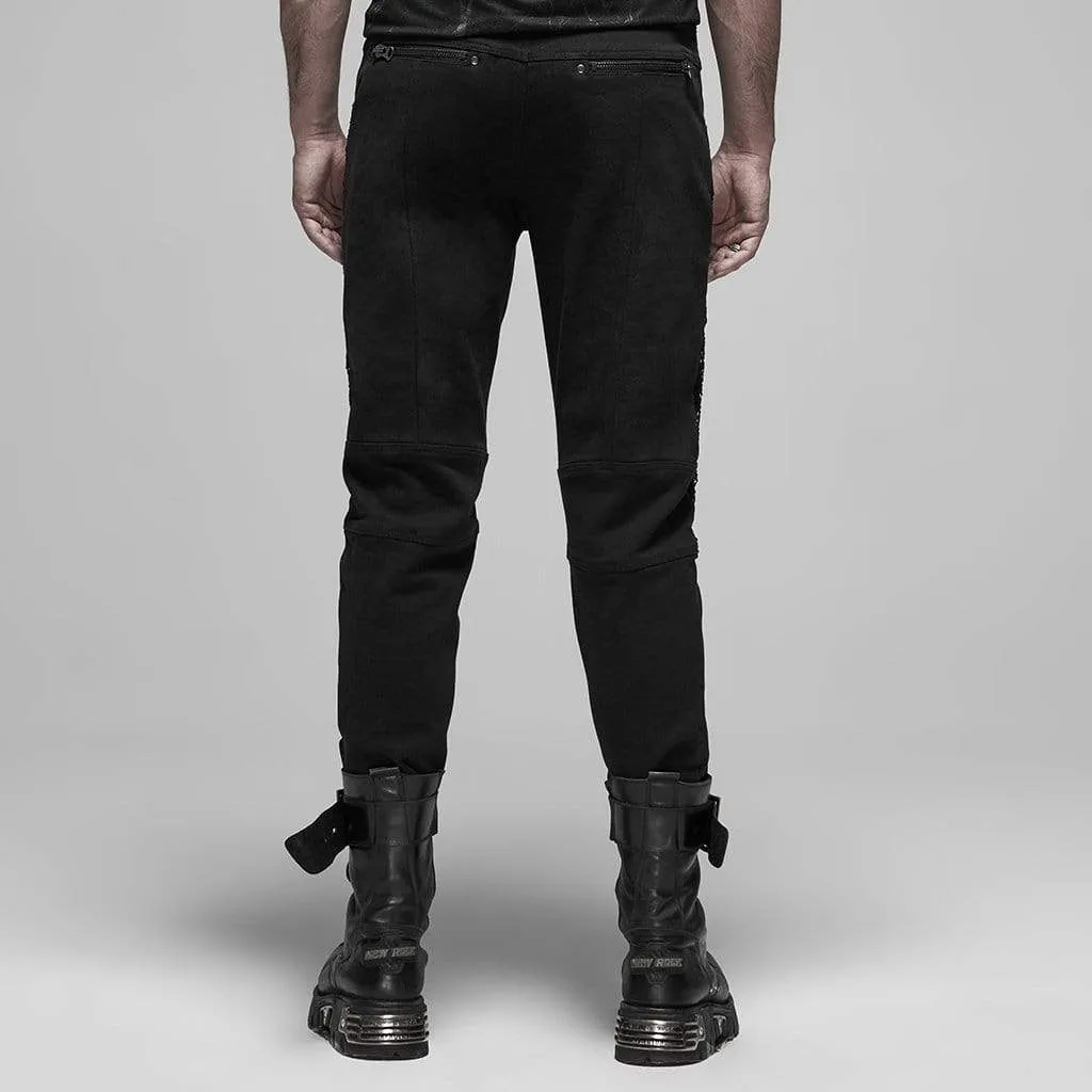 Men's Punk Lace Appliqued Classic Pants