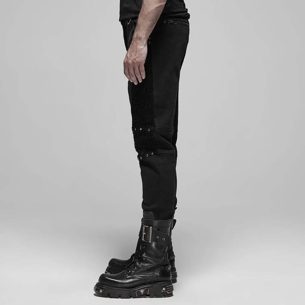 Men's Punk Lace Appliqued Classic Pants